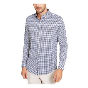CLUBROOM Mens Blue Check Collared Classic Fit Dress Shirt XXL